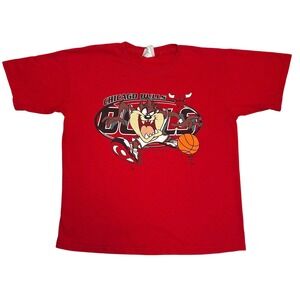 Kids Red Chicago Bulls Tazmanian Devil Basketball T Shirt Size 14 16